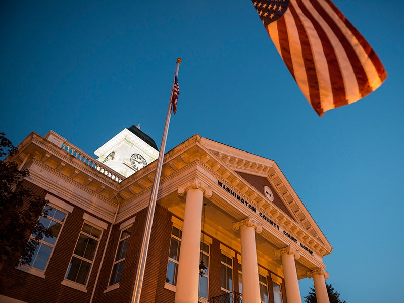 The Washington County courthouse in Jonesborough, Tennessee.
(Joel Carillet / Getty Images)